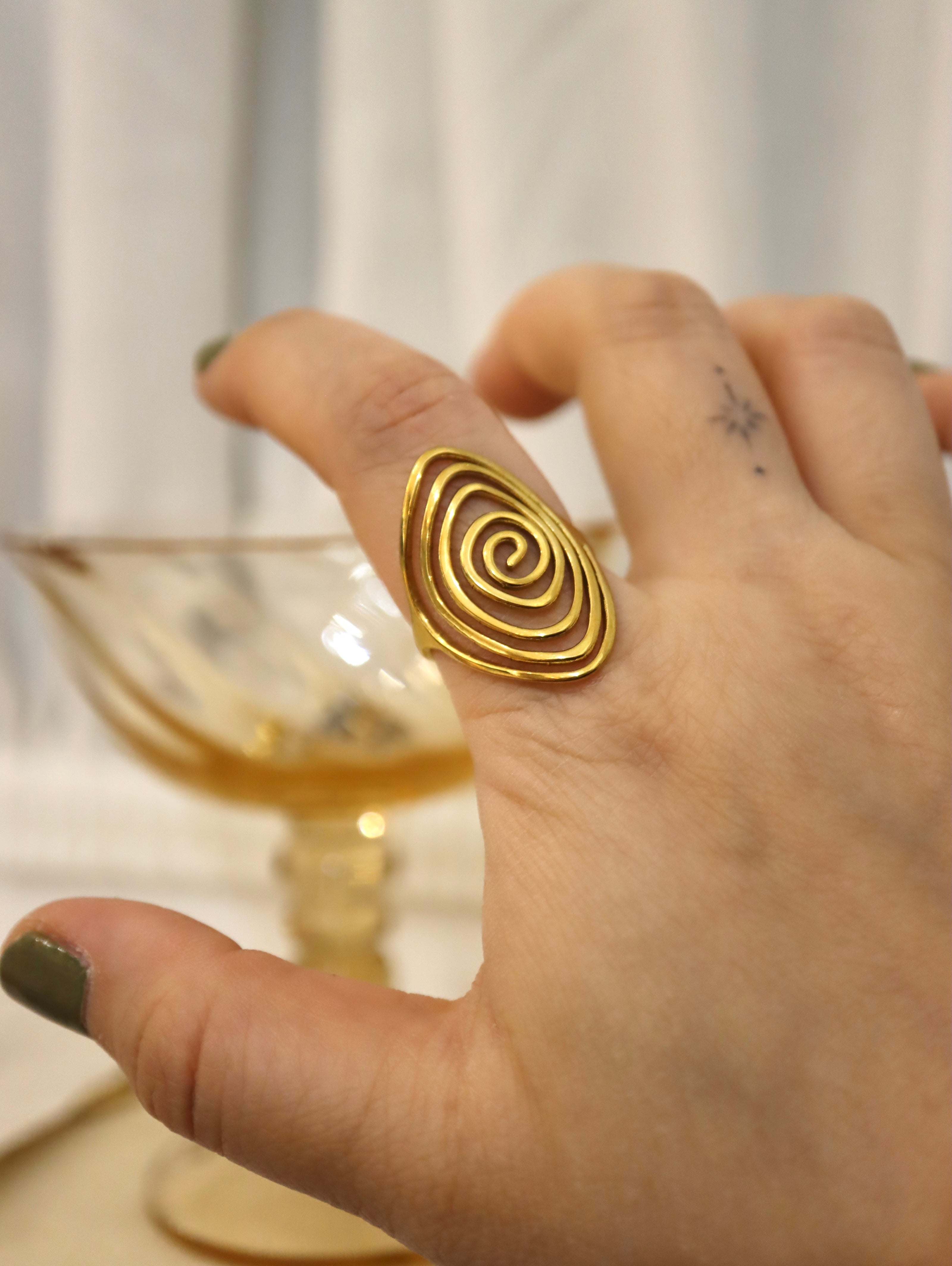 Oval spiral stainless steel ring