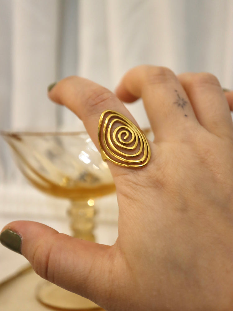 Oval spiral stainless steel ring