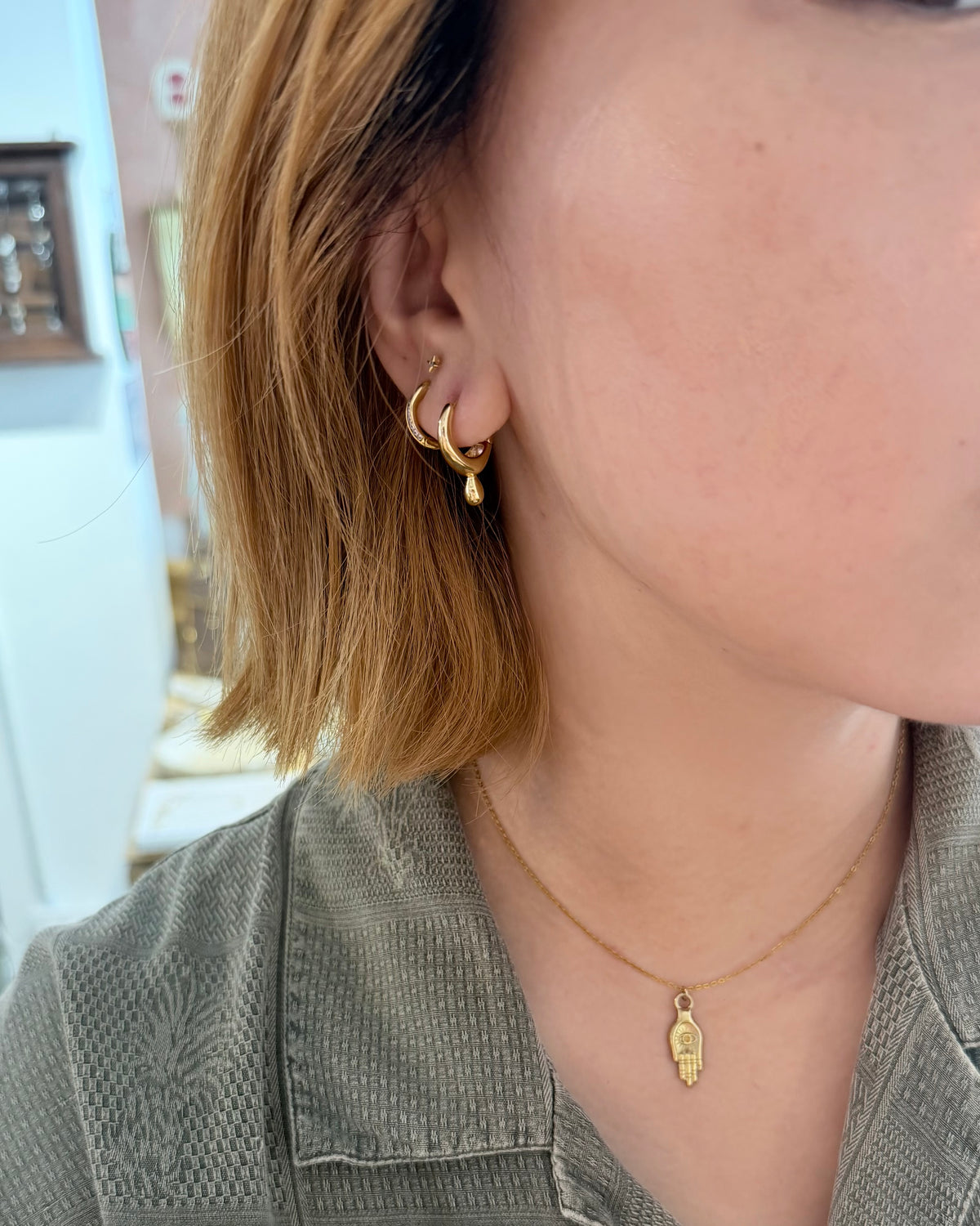 Hoop with Teardrop Drop Earrings