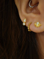 Opal stud 925 silver piercing earring (1pc)