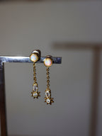 Long drop cz brass earrings
