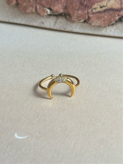 Crescent moon cz ring