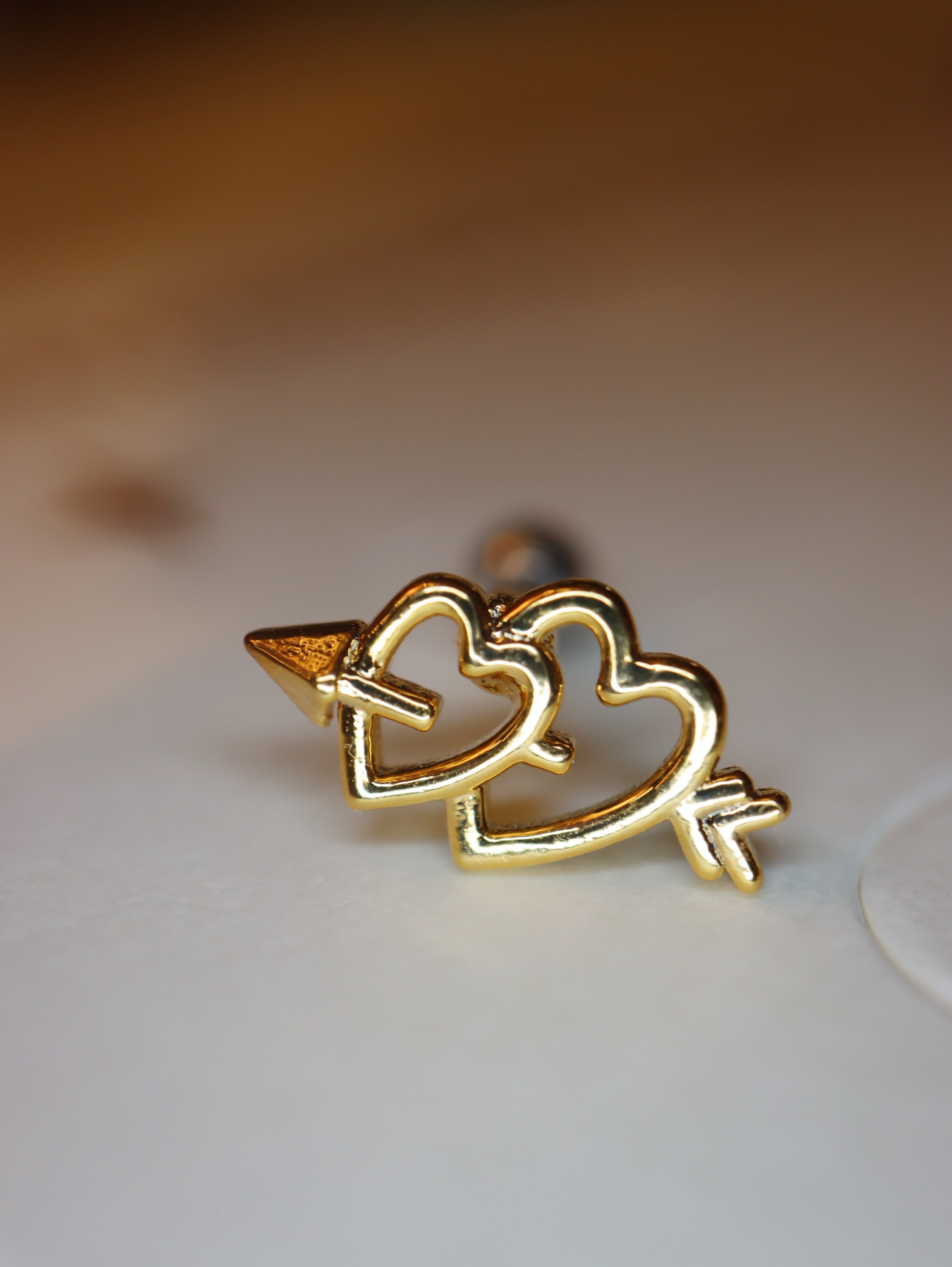 💘Double heart surgical steel piercing