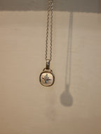 Crescent / sparkle shell coin necklace