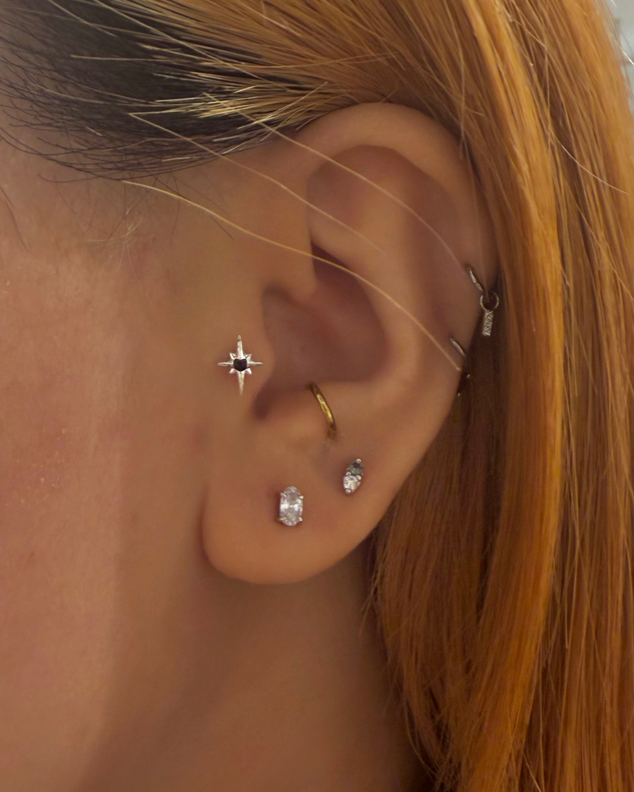 Oval cz 925 silver piercing stud