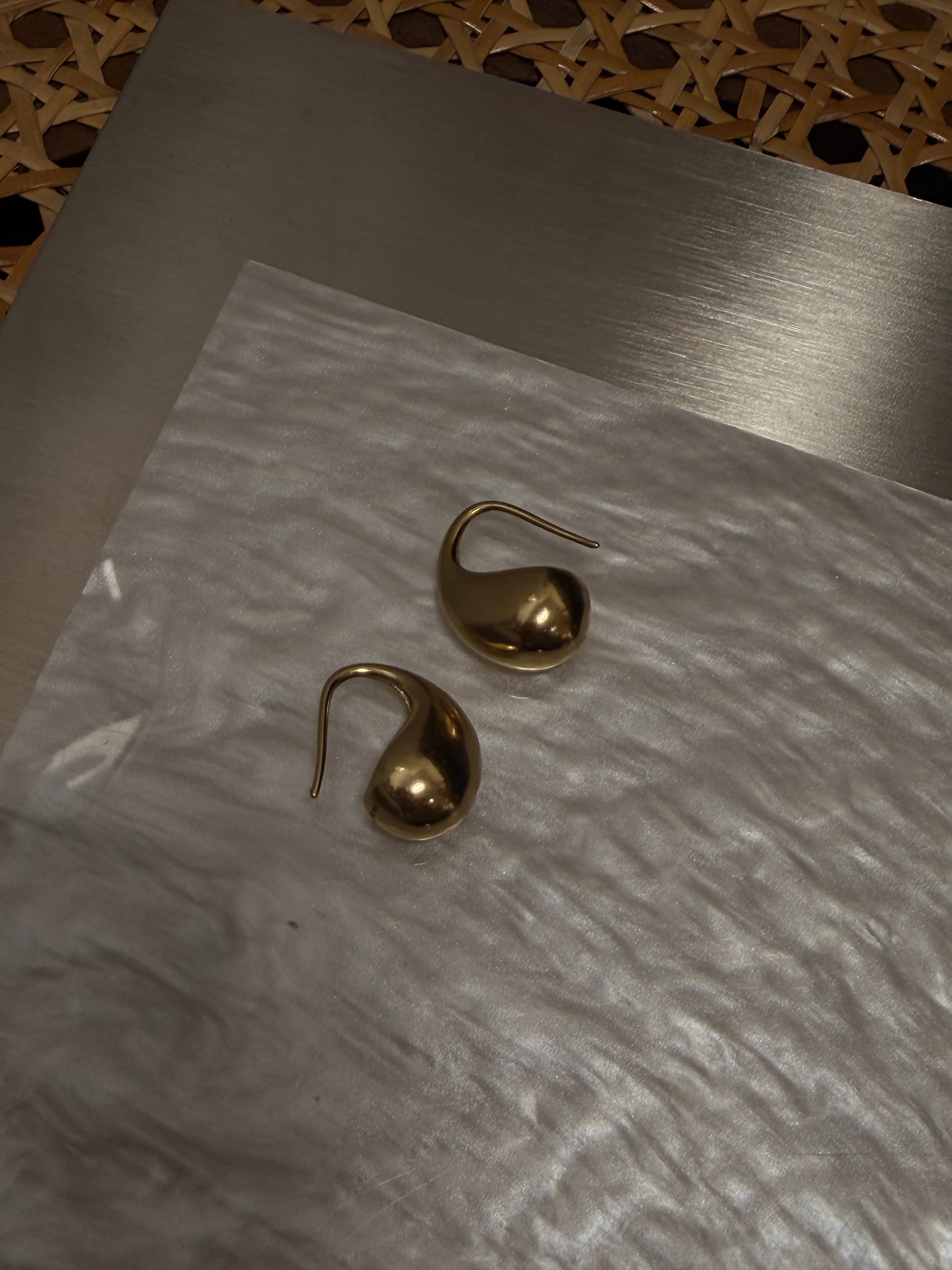 Echo Hook Stainless Steel Teardrop Earrings