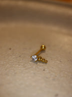 Linear CZ & Beaded Ball End 925 silver Stud Piercing Earring (1pc)