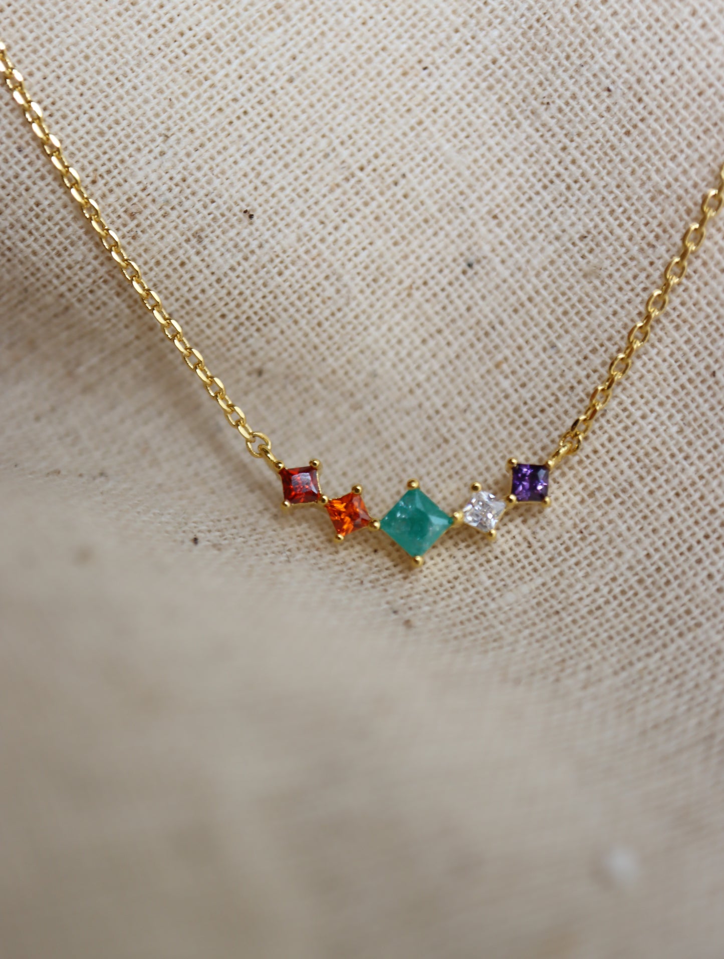 Rainbow cz row necklace