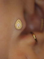 Junipurr Jewelry Pear Opal Double Millgrain