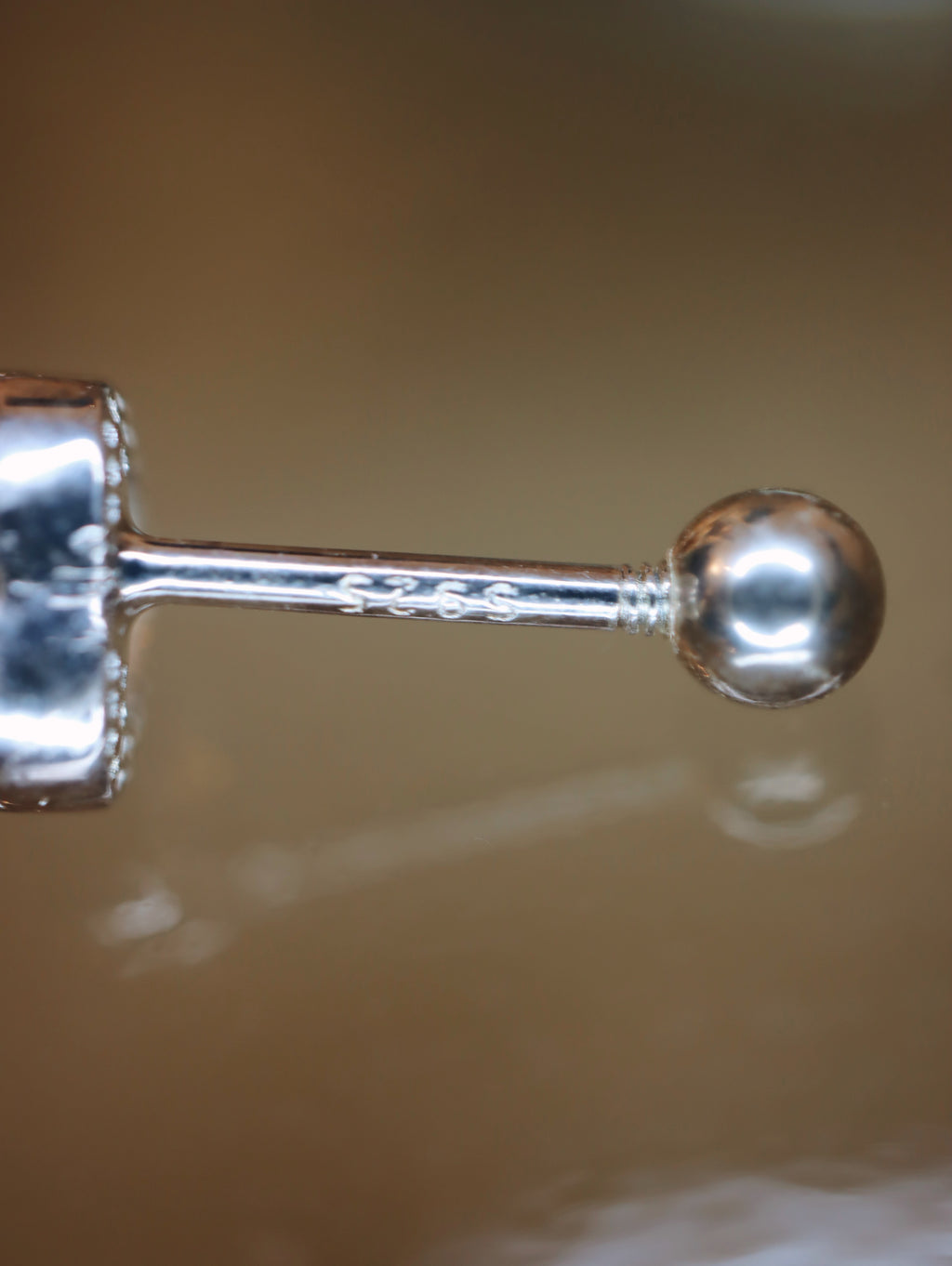 Heart moonstone 925 silver piercing earring (1pc)