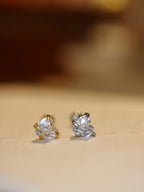 Heart cz 925 silver stud piercing earring (1pc)