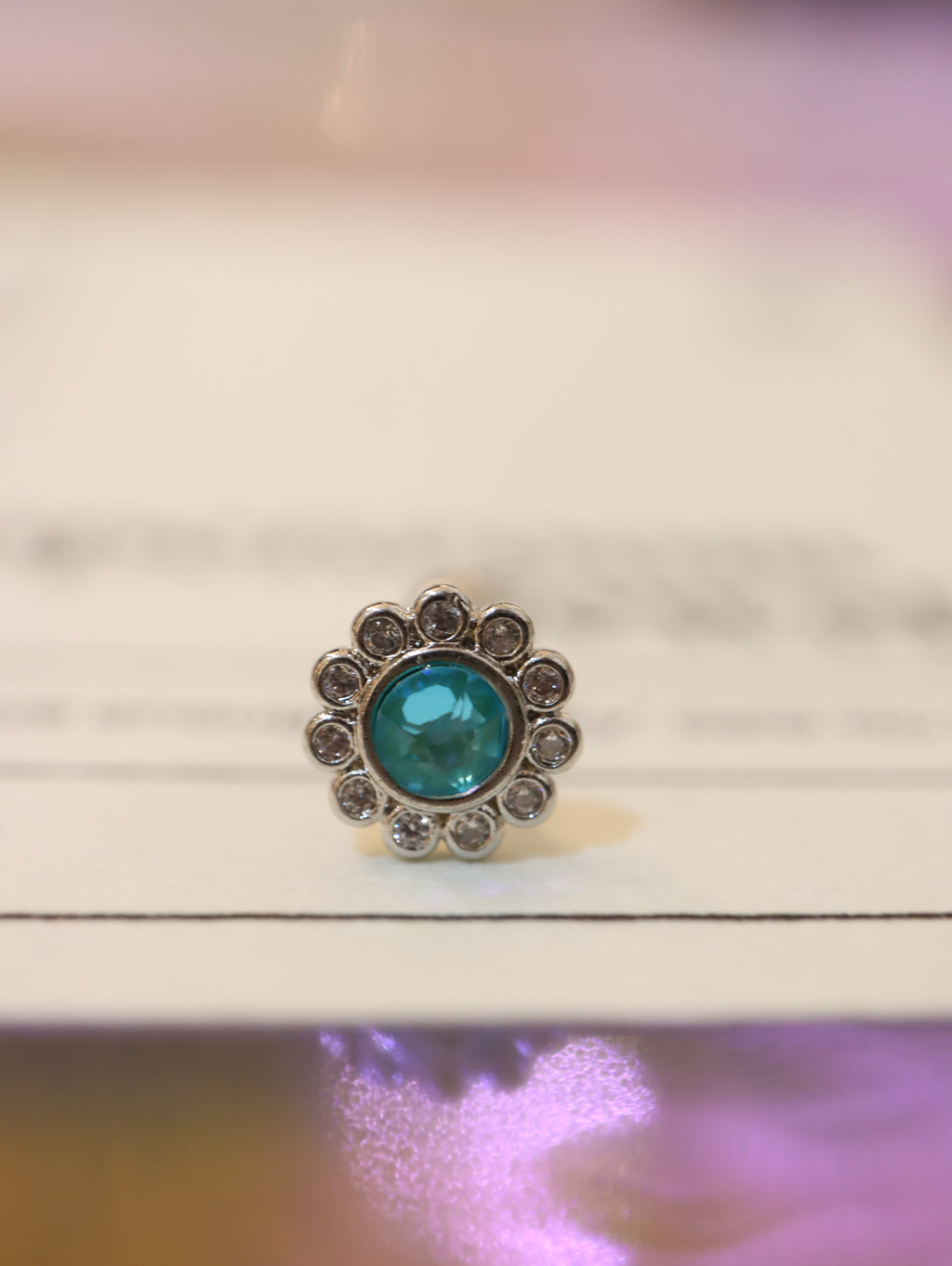 Cz floral surgical steel stud piercing