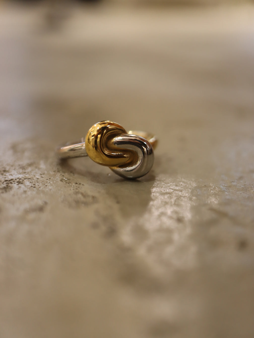 Mix tone knot stainless steel ring