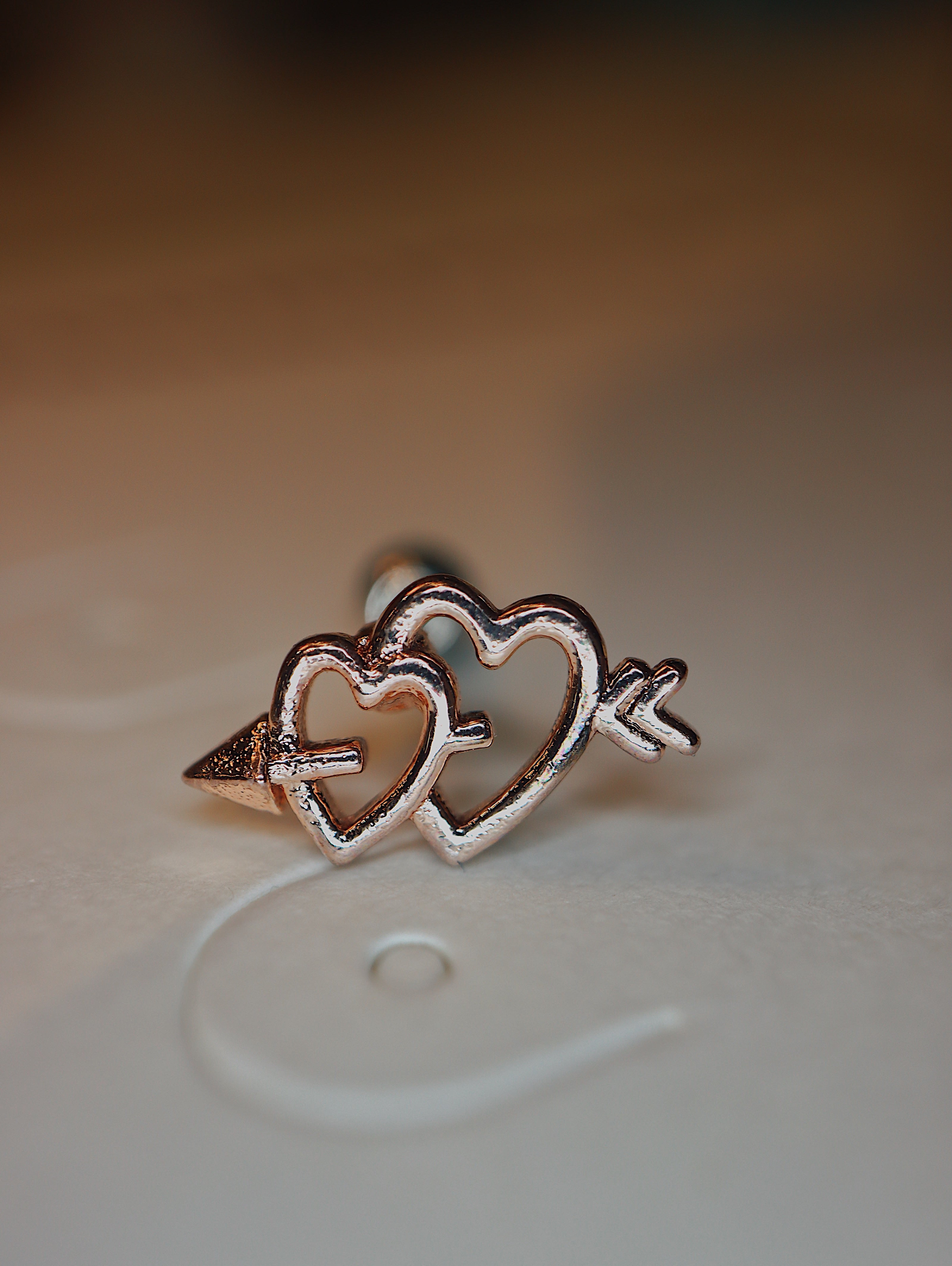 💘Double heart surgical steel piercing