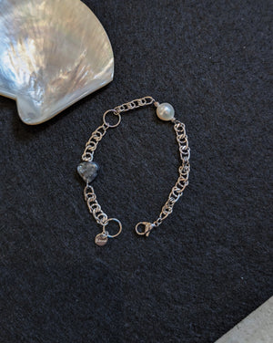 Heart & pearl stainless steel bracelet