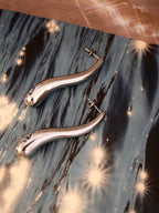 Wavy long drop stainless steel earrings