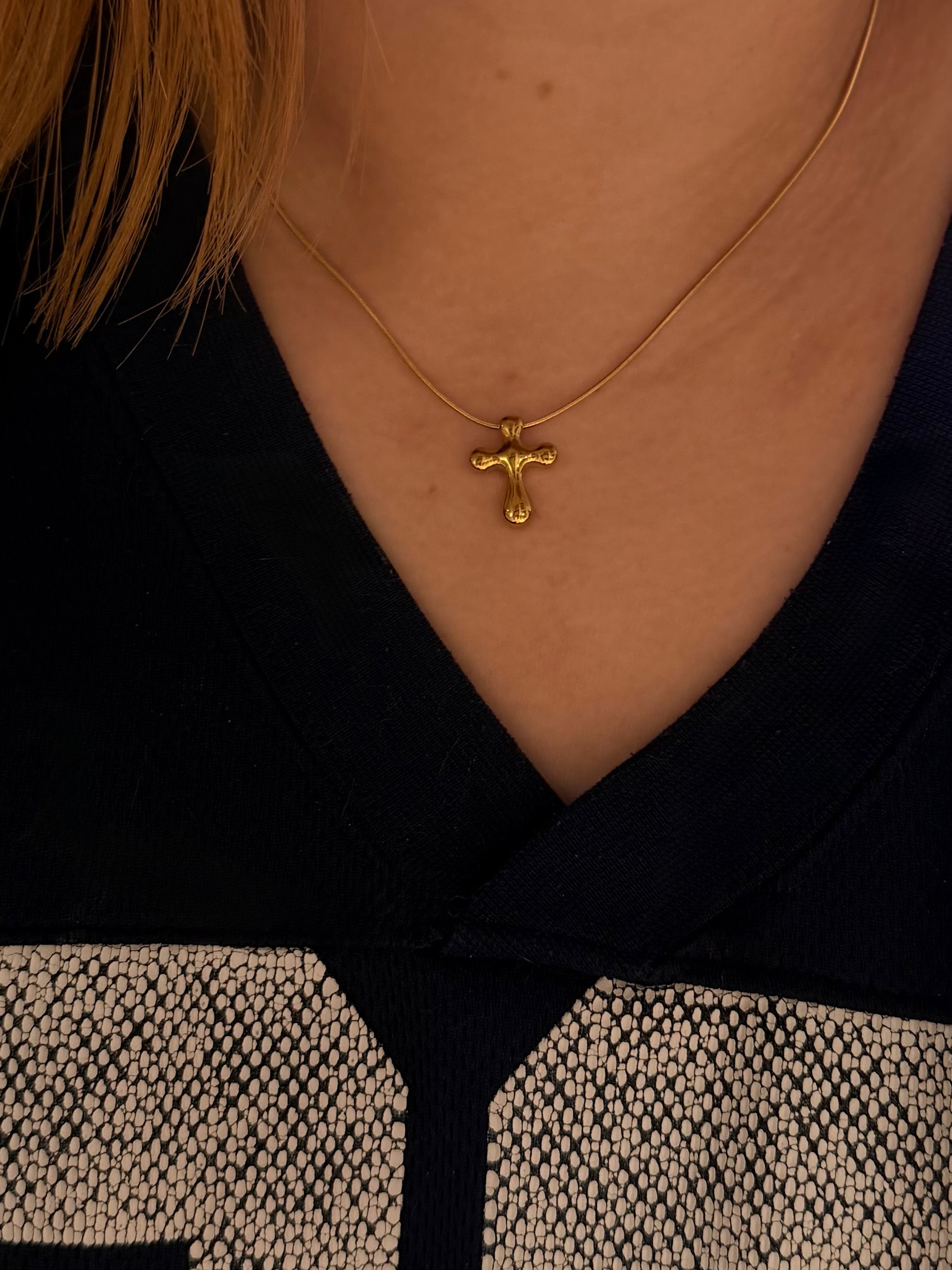 Mercury cross stainless steel necklace