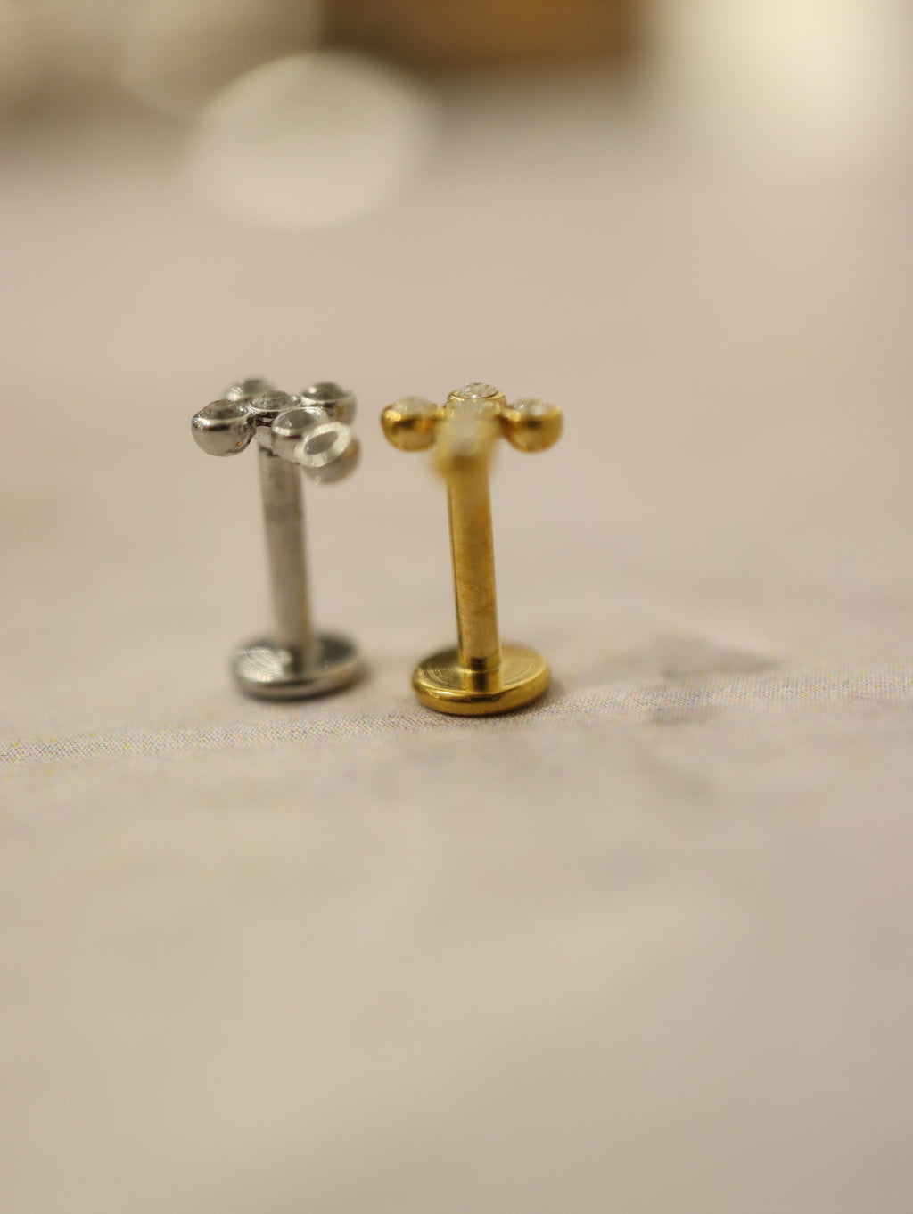 Cz cross stainless steel flat back piercing