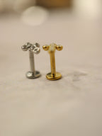 Cz cross stainless steel flat back piercing