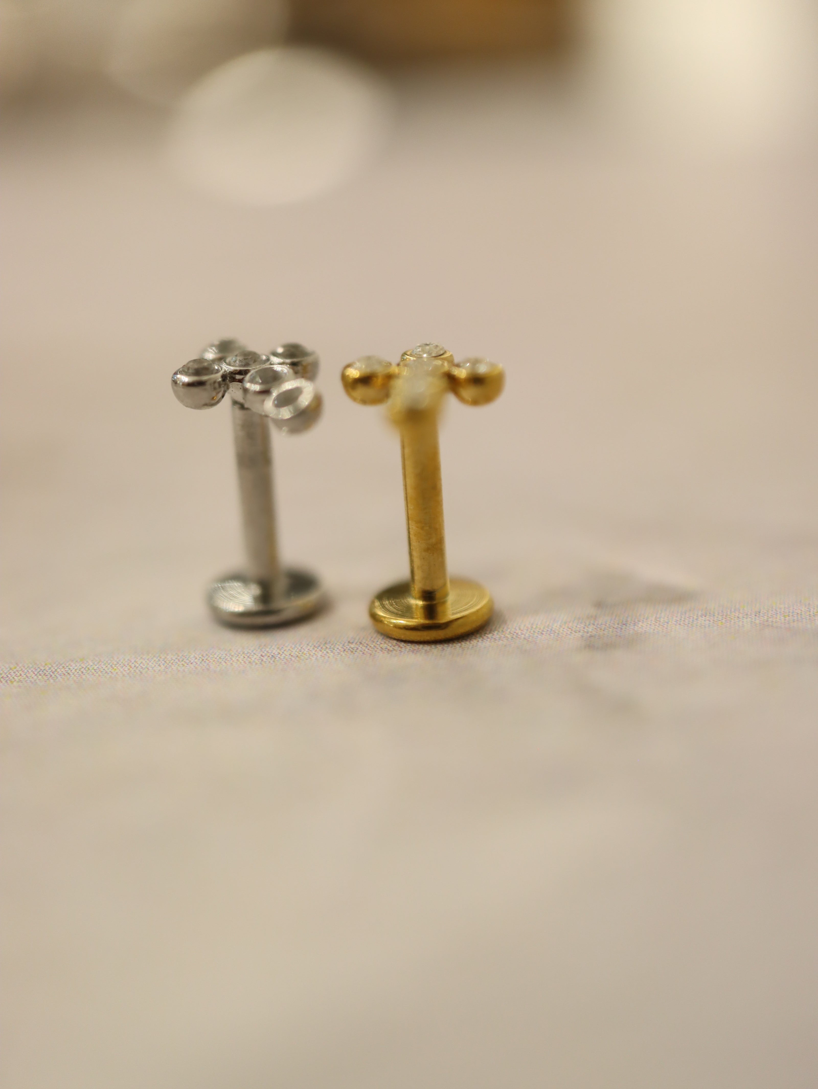 Cz cross stainless steel flat back piercing