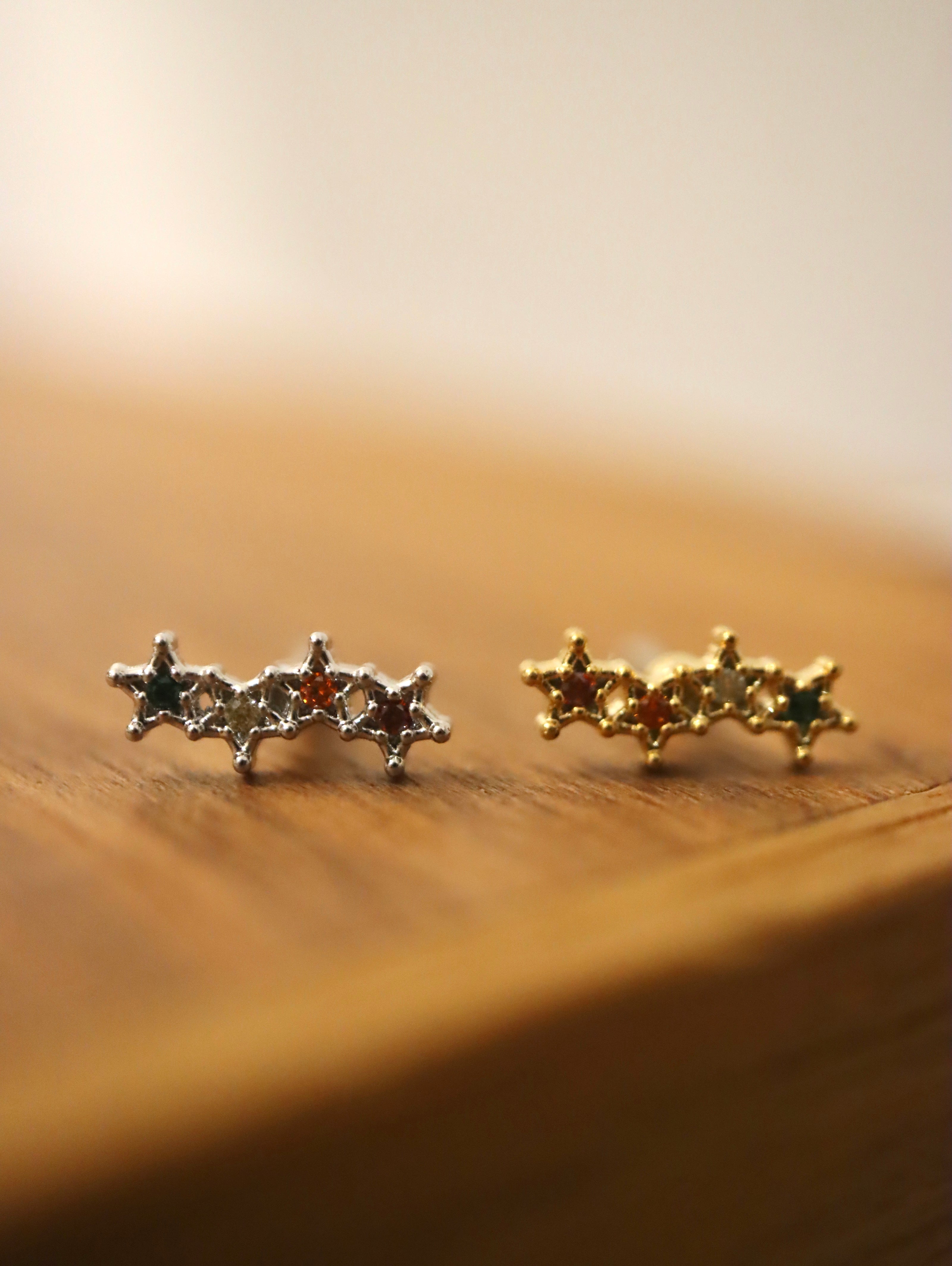 Rainbow star surgical steel stud piercing (1pc)
