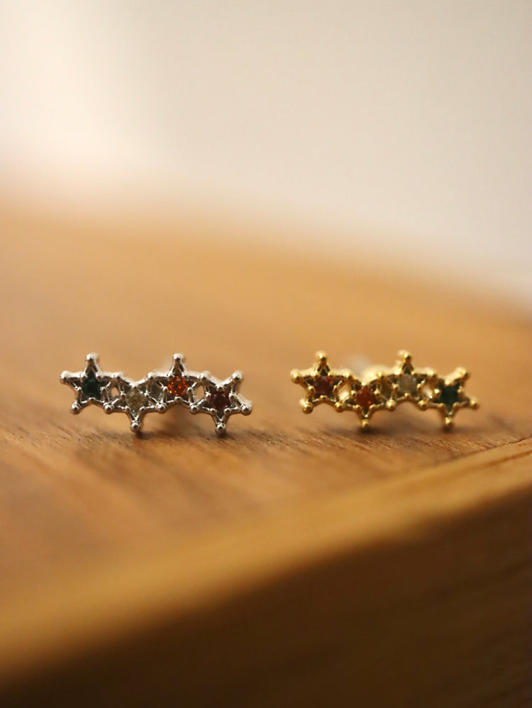 Rainbow star surgical steel stud piercing (1pc)