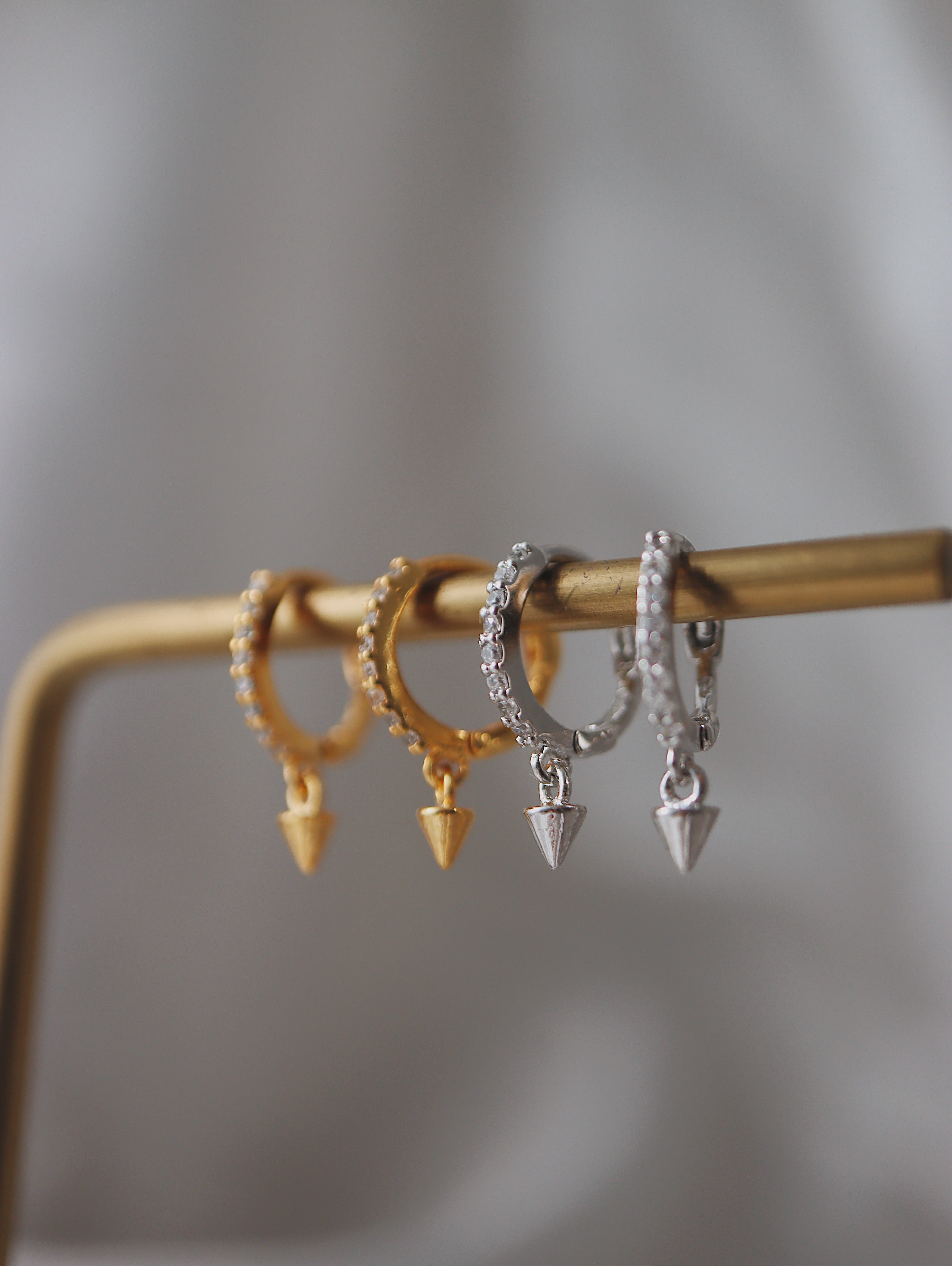 Silver925 huggie drop cone earrings