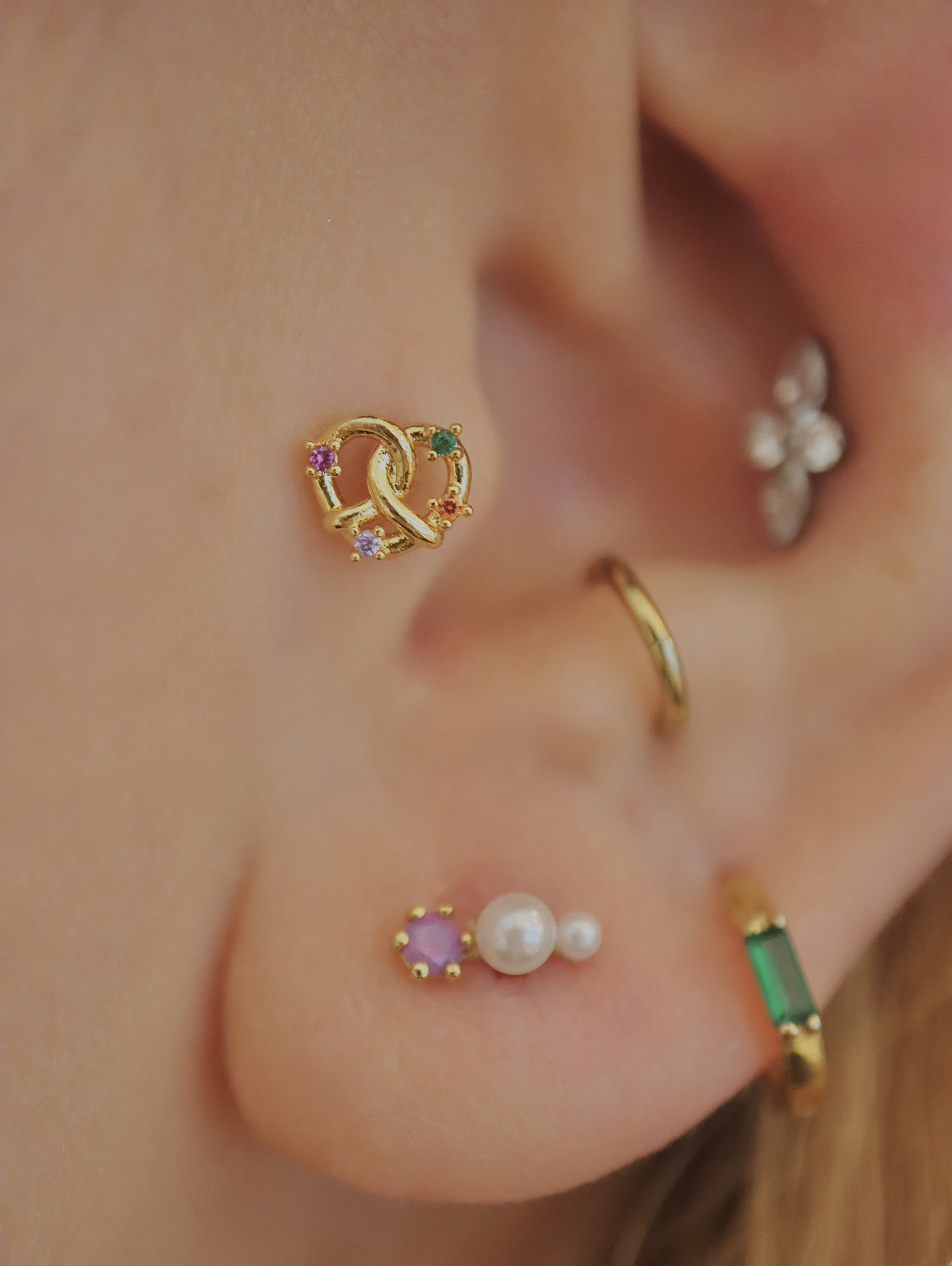 Pretzel Rainbow Stud Surgical Steel piercing earring