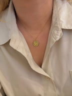 Stainless Steel Sun in Crescent Coin Necklace
