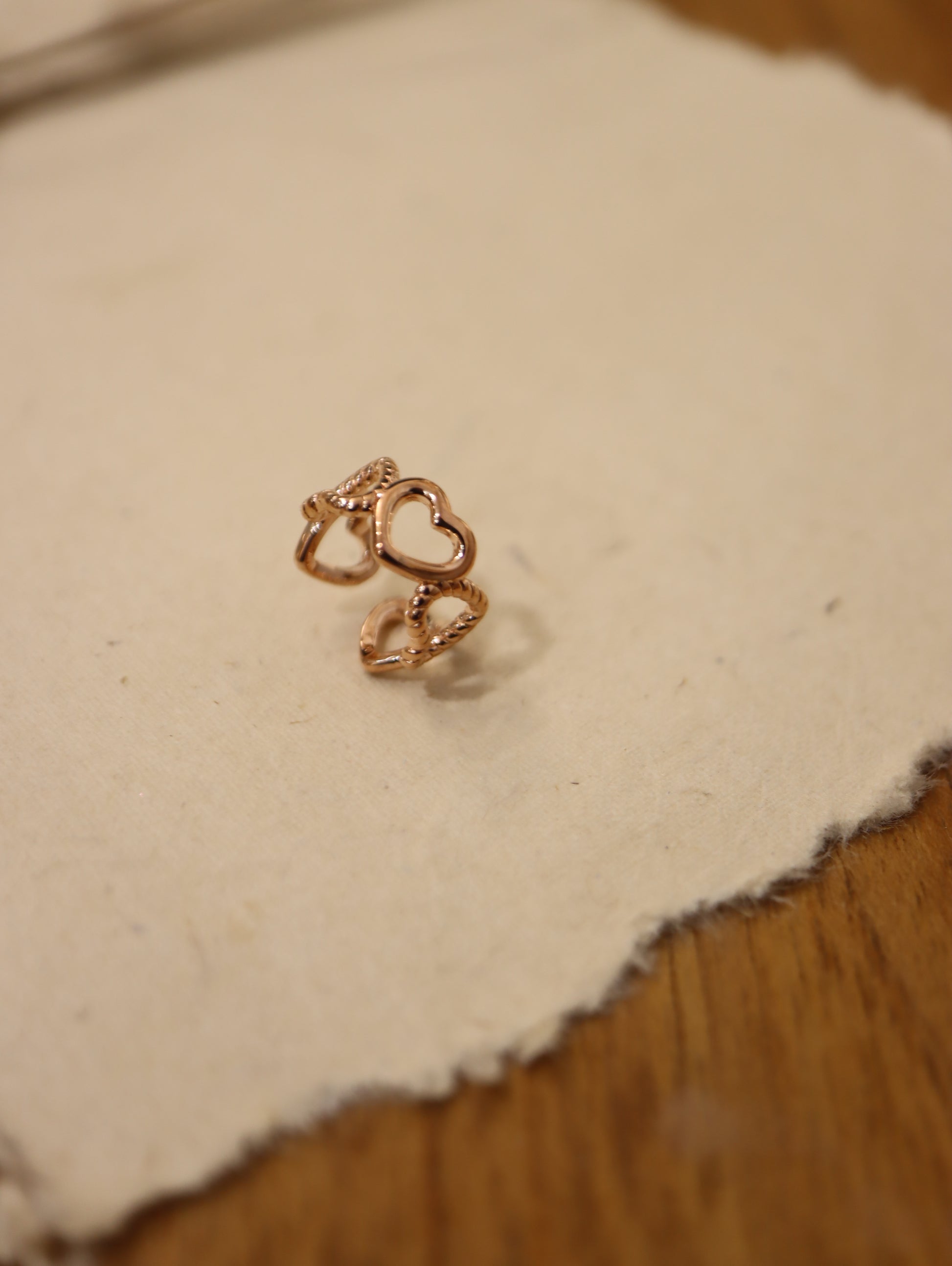 Heart rosegold 925 silver Earcuff