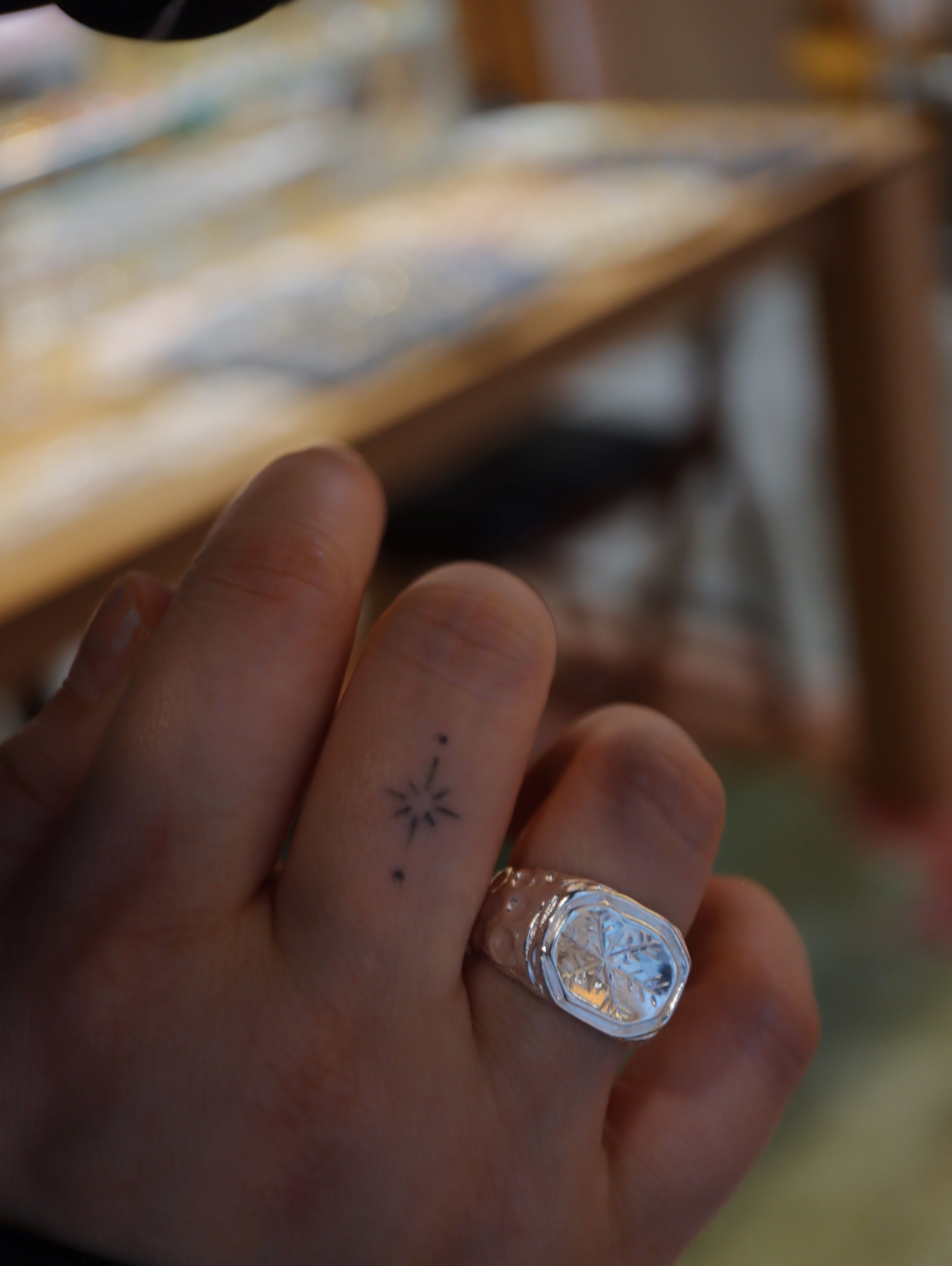 Snowflake 925 silver open size ring