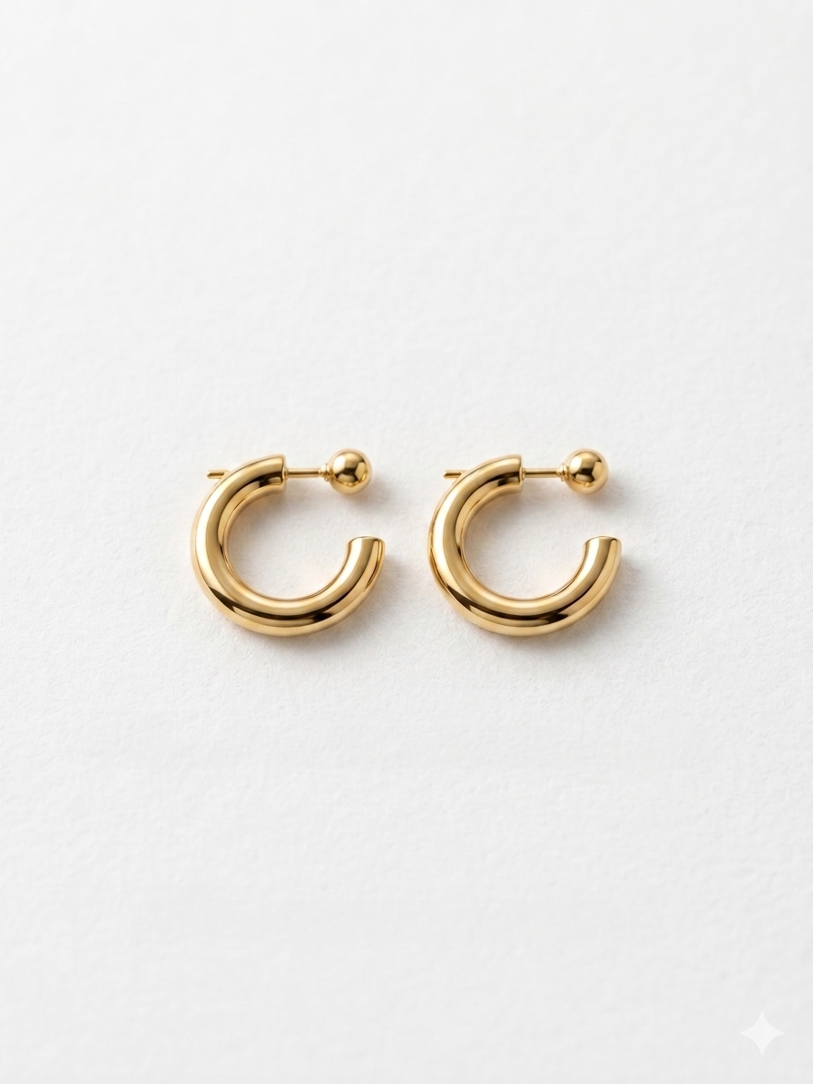 Front-Ball Orbit Hoops Stainless Steel Earrings