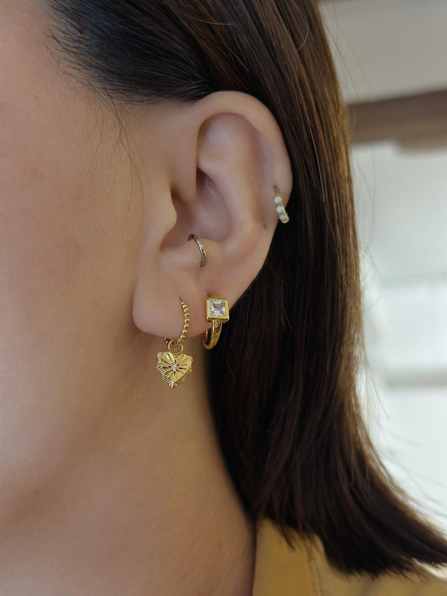 Square hoop cz earrings