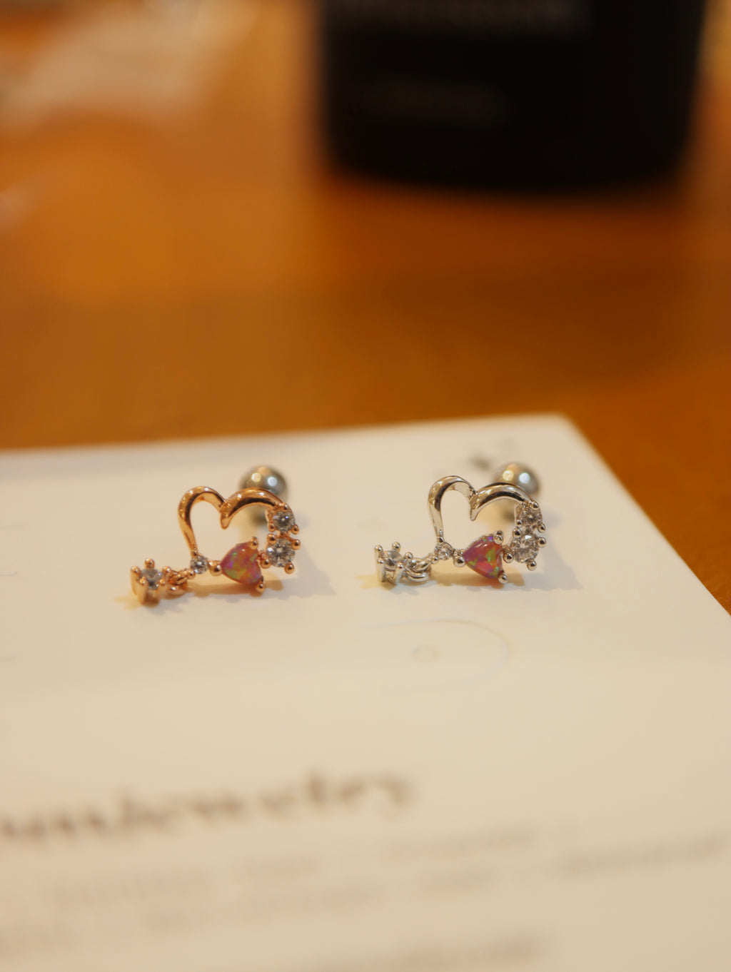 Drop cz heart surgical steel 316L stud piercing (1pc)