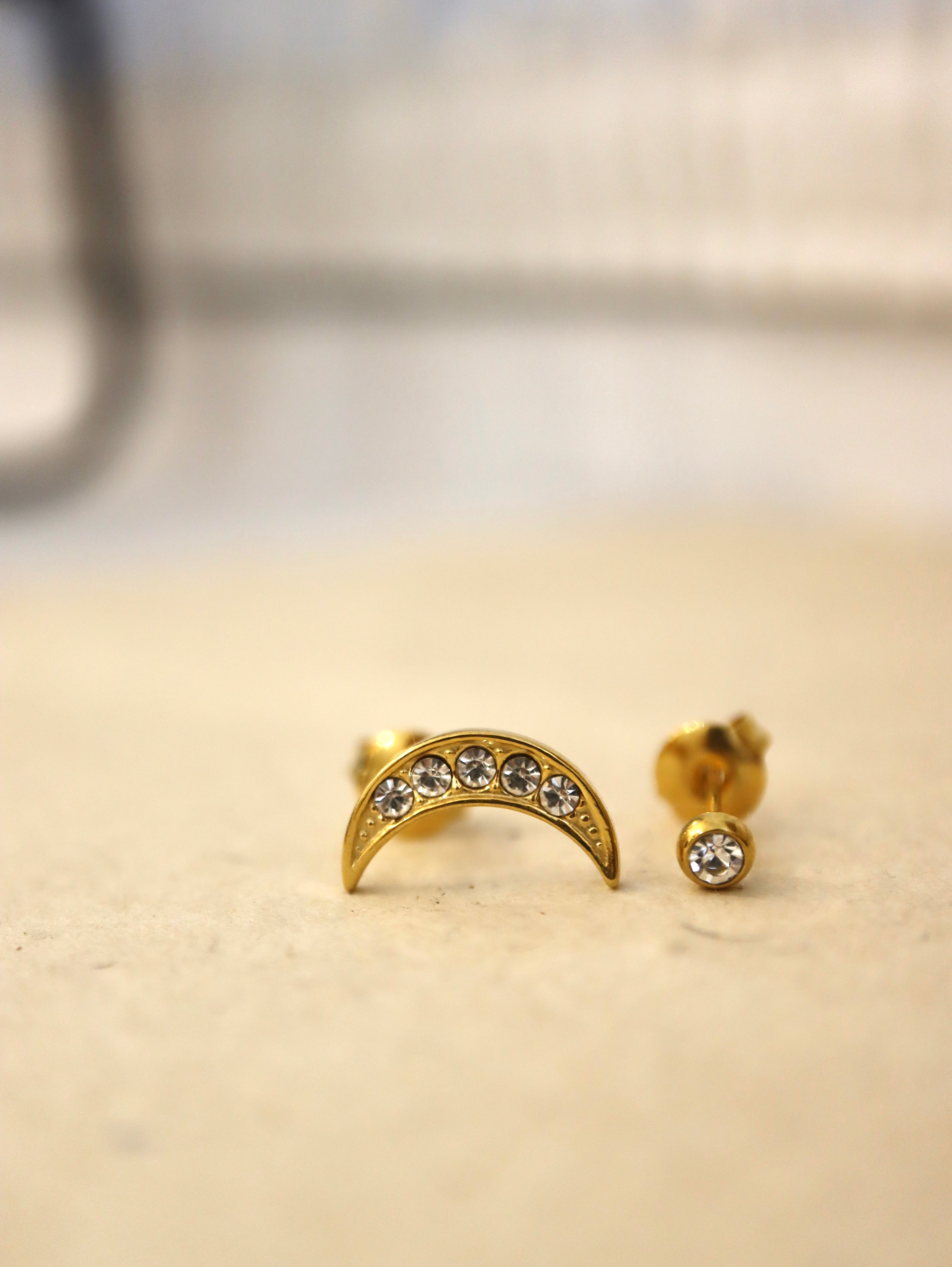 Crescent cz moon earrings