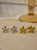 Mix tone stainless steel floral earrings