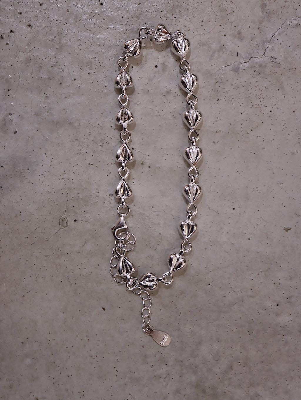 925 Sterling Silver Puffed Heart Chain Bracelet