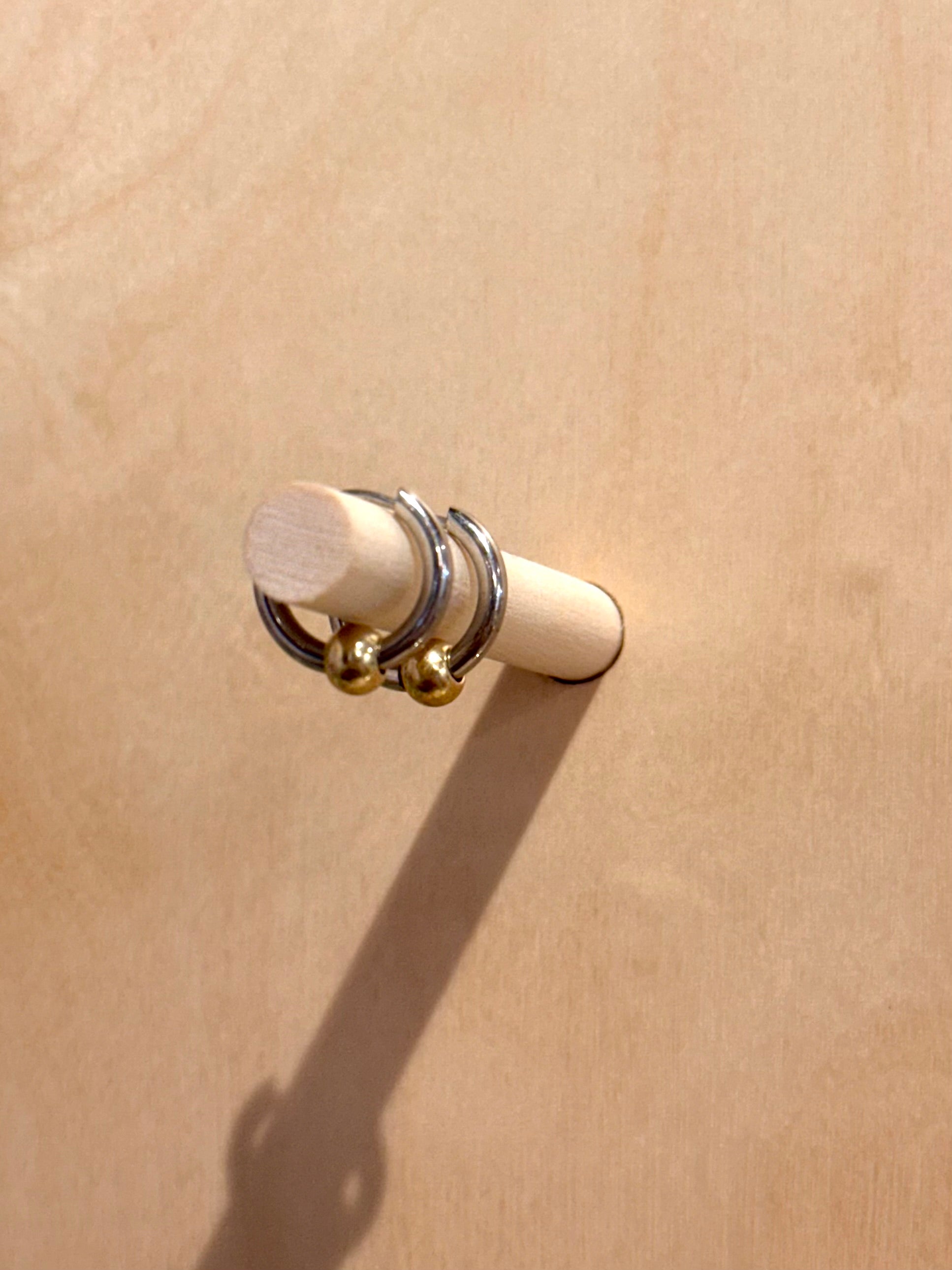 Mix tone ball hoop surgical steel earrings