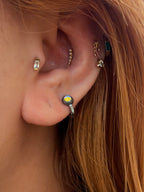 Aura Beaded Stainless Steel Hoop Earrings