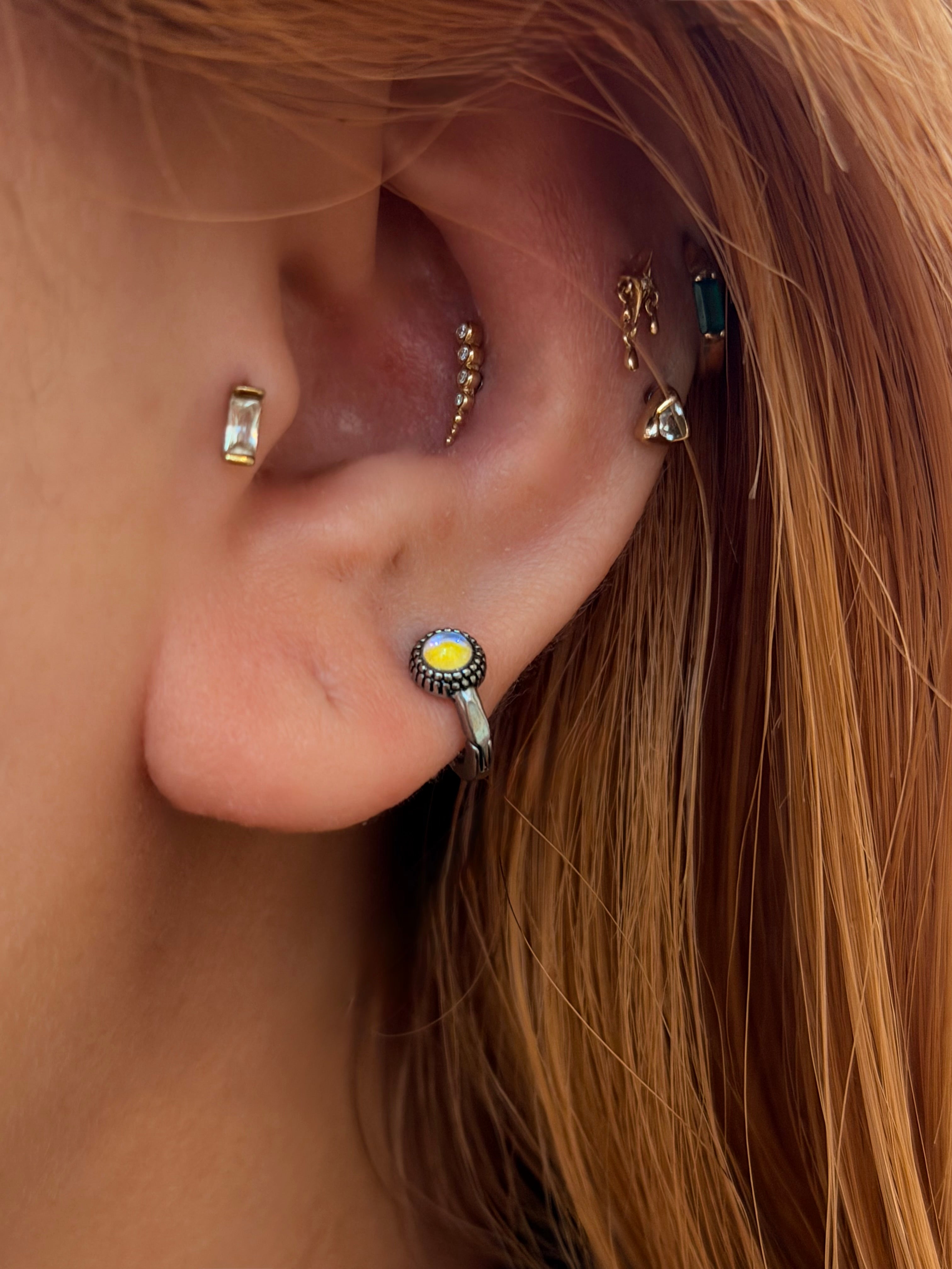 Aura Beaded Stainless Steel Hoop Earrings