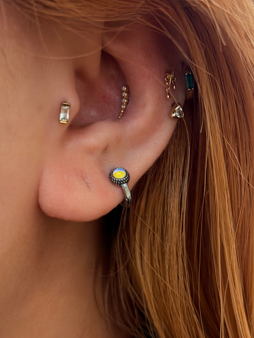 Aura Beaded Stainless Steel Hoop Earrings