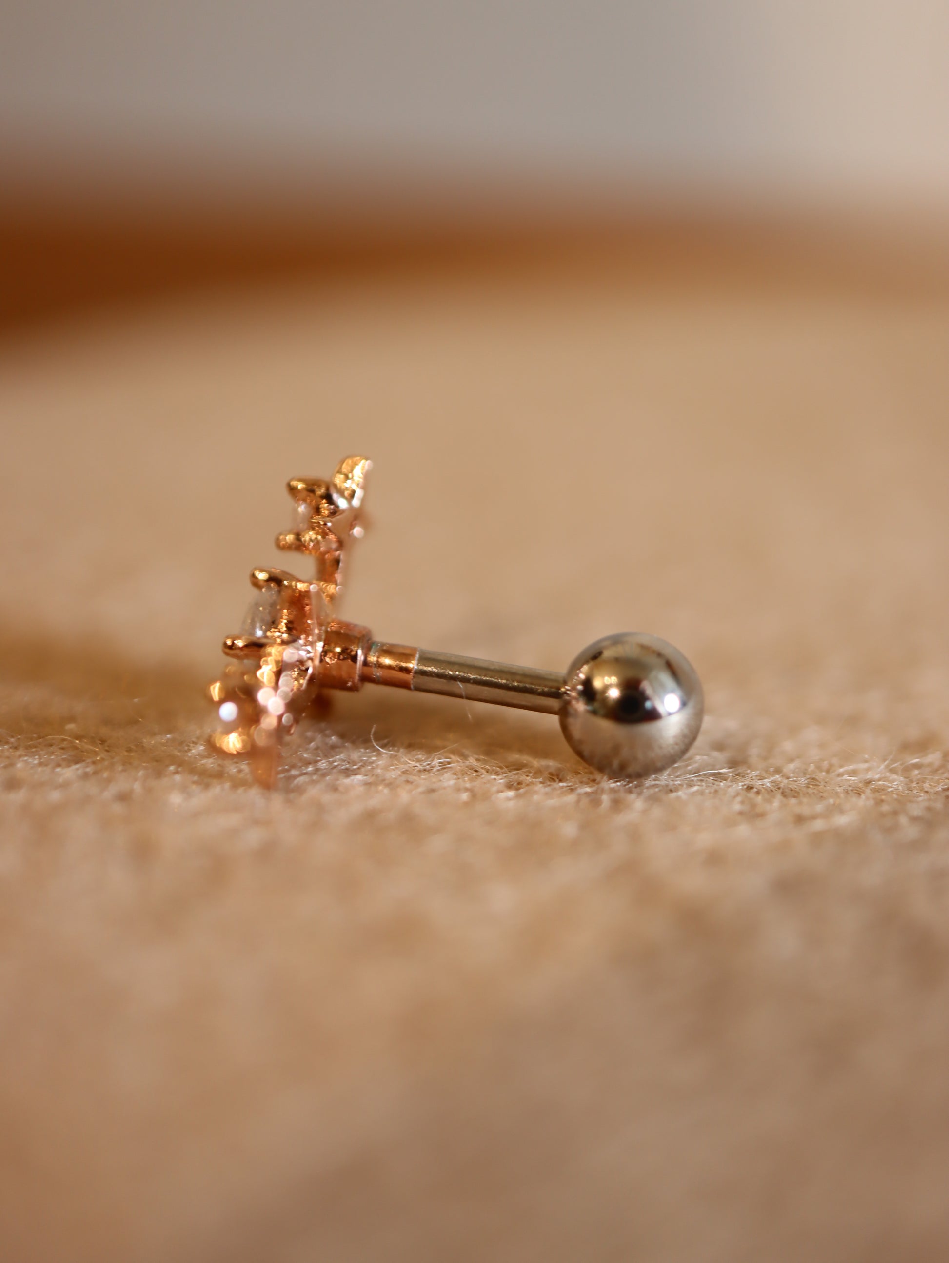 Surgical steel triple cz sparkle earring (1pc)