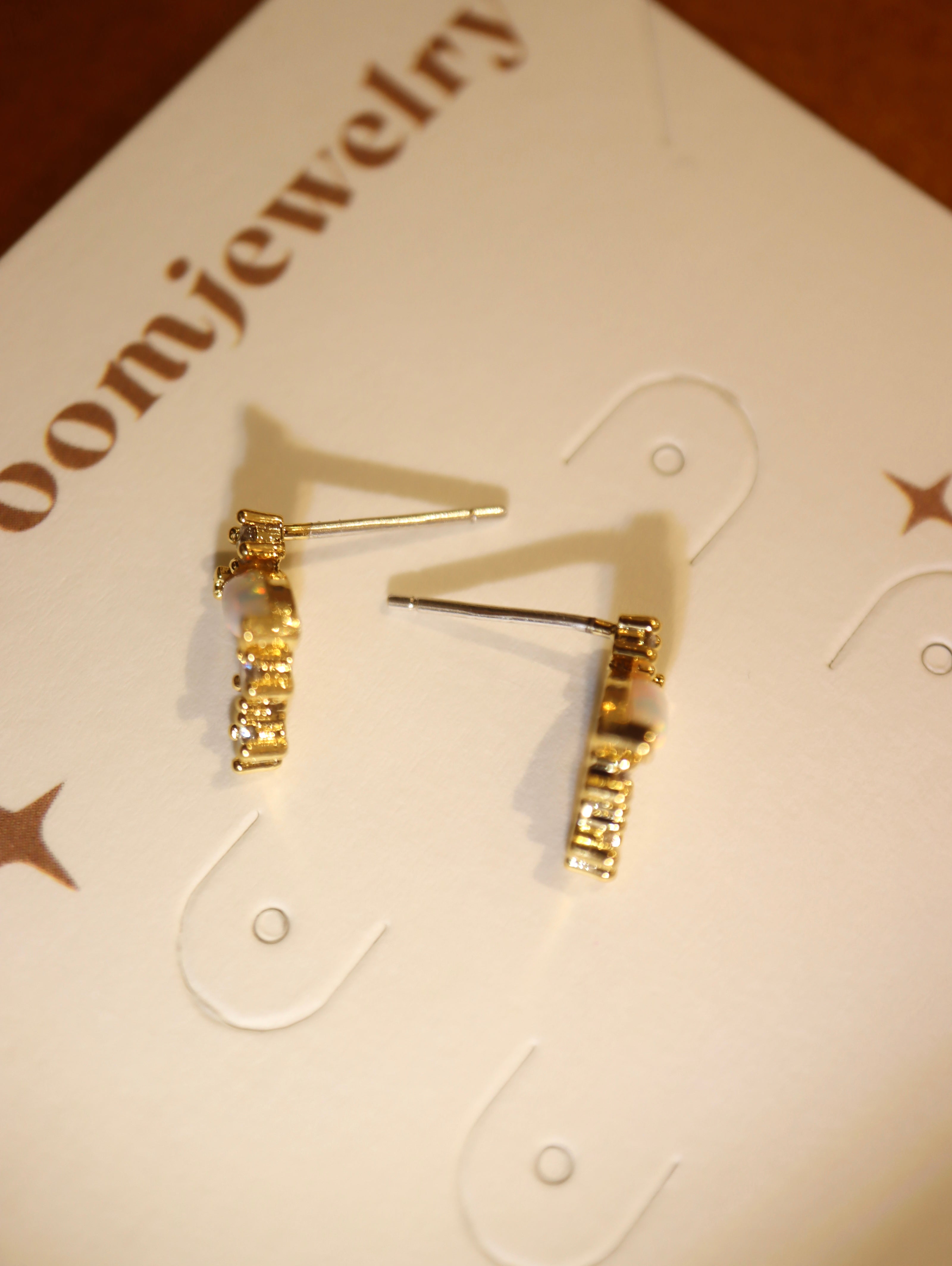 Opal Marquise & CZ Cluster Stud Earrings