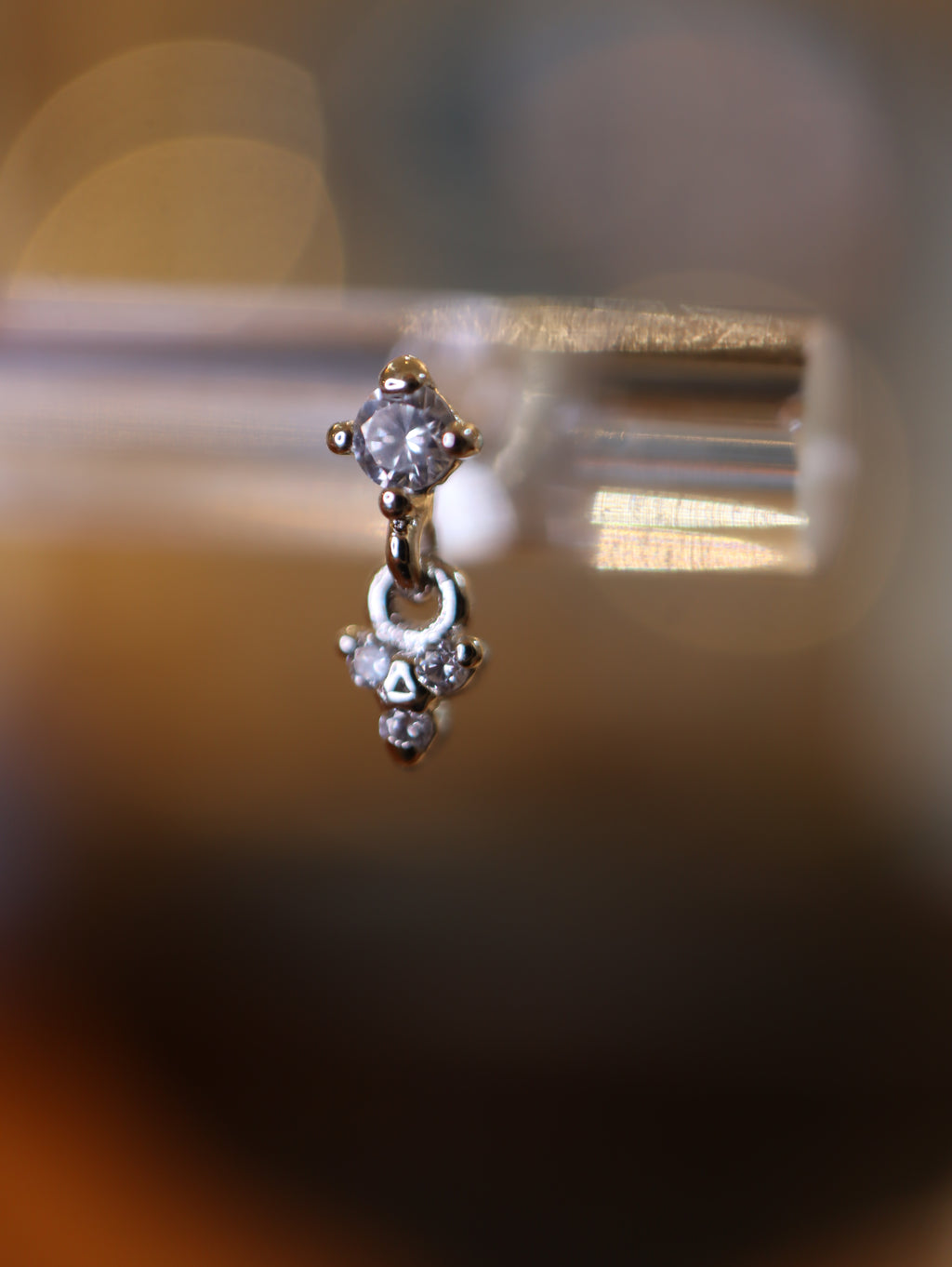 Drop cz 925 silver flat back earring