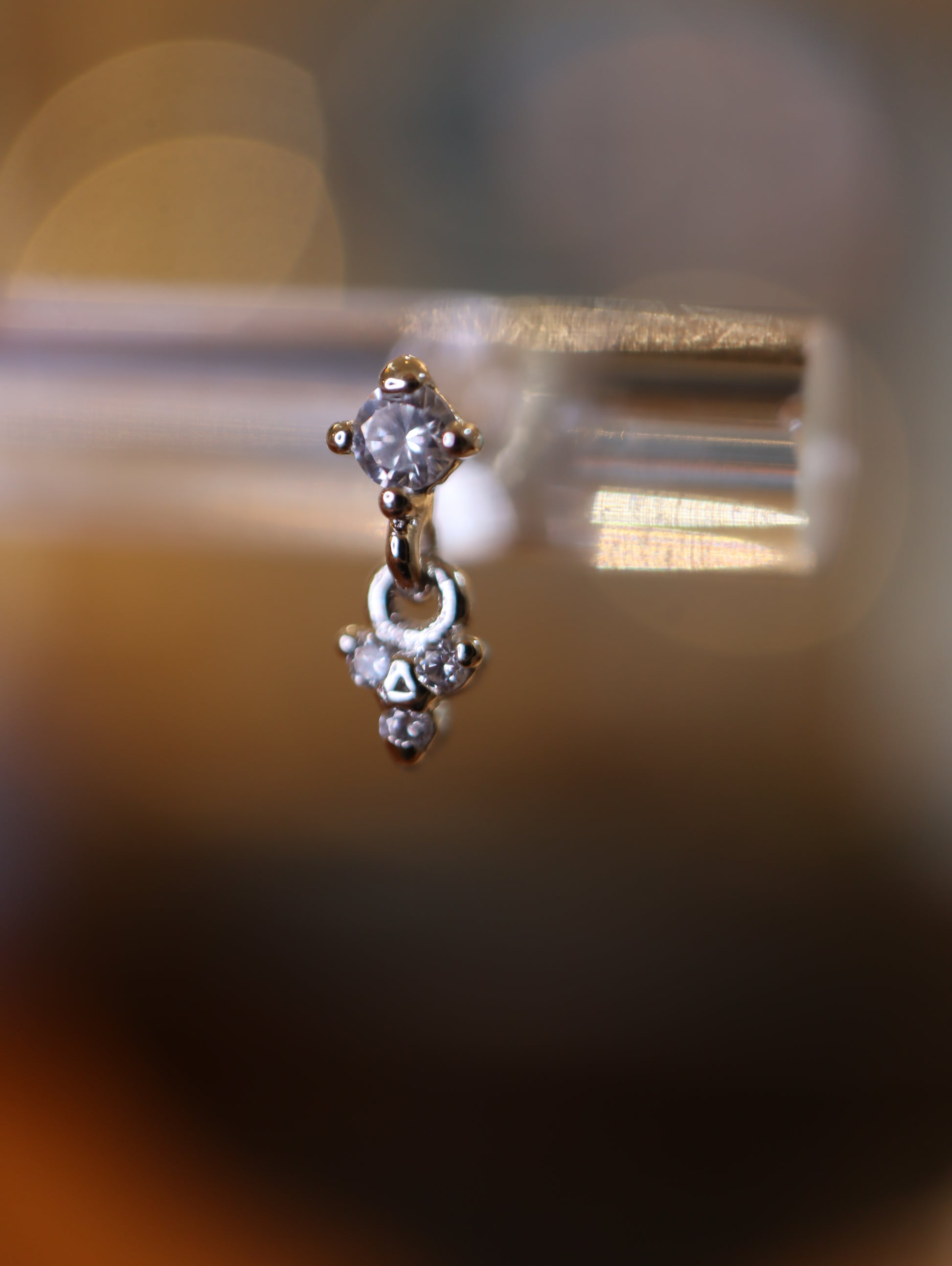 Drop cz 925 silver flat back earring