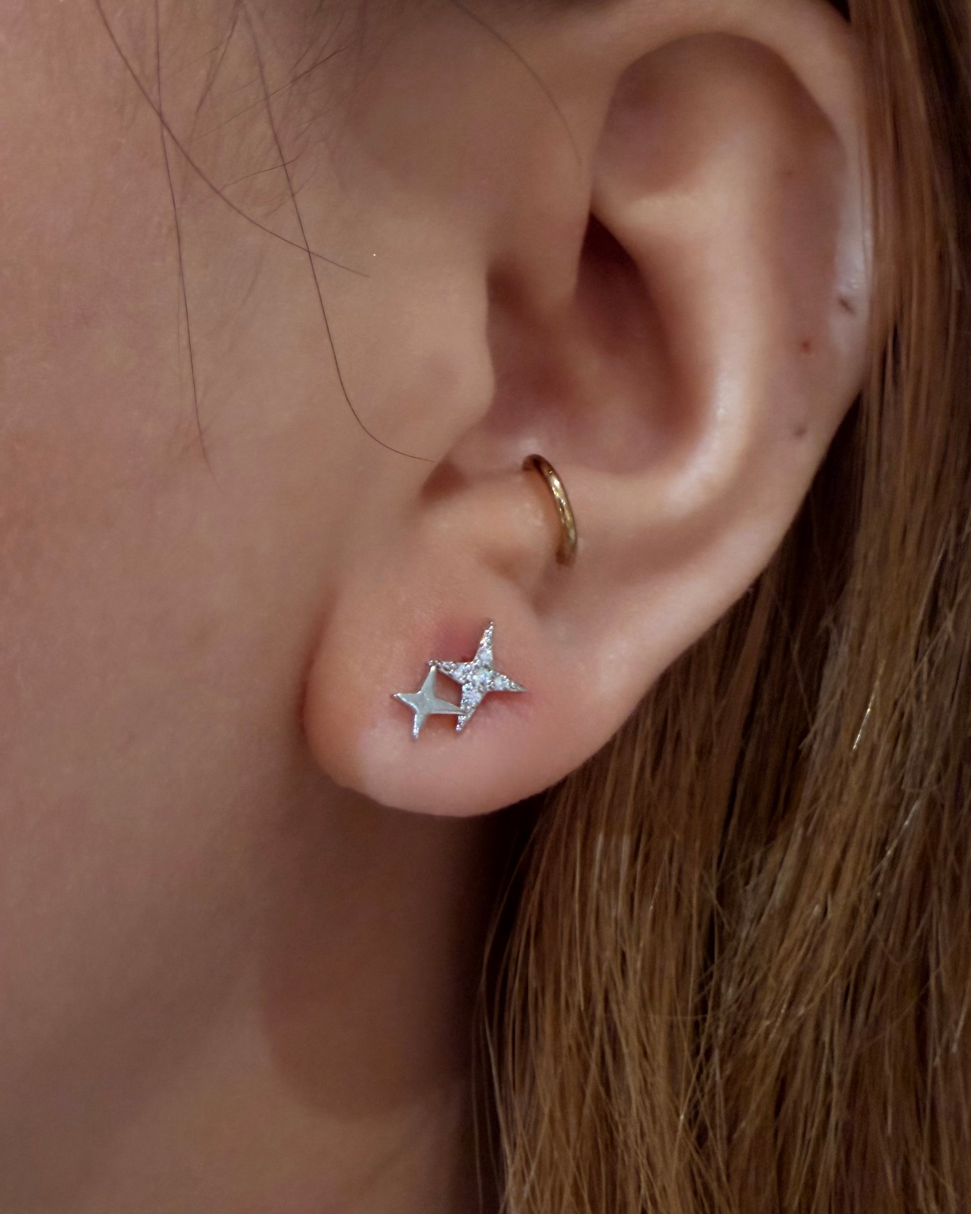 Double sparkle surgical steel earring (1pc)