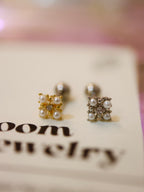 Pearl square surgical steel stud earring