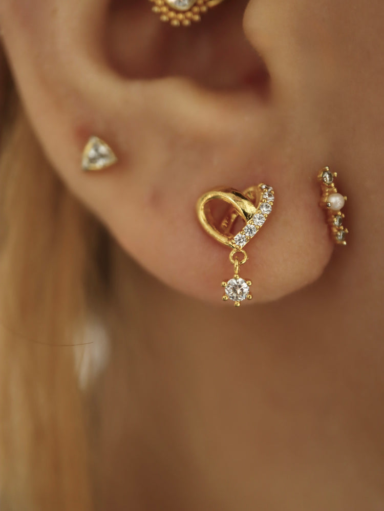 Aria Heart Dangle Stud Piercing Surgical Steel Earring (1pc)