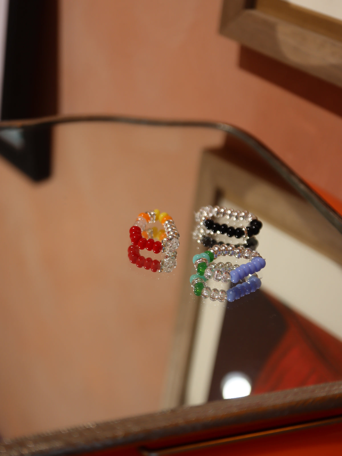 Mix colour beaded stretch ring
