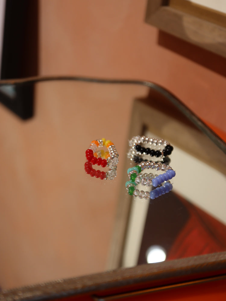 Mix colour beaded stretch ring